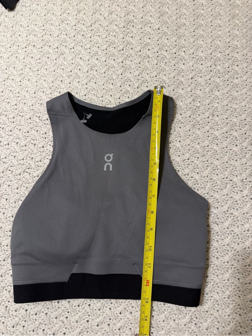 On Running Grey High-Neck Crop Sports Top with Black Hem XS - Picture 2 of 10